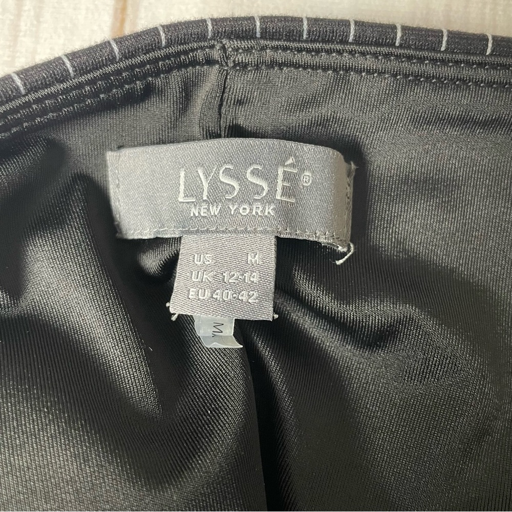 Lysse New York Ponte Pants Women’s M Black Checkered Pull on Stretch Career Slit - Picture 10 of 15